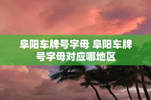 阜阳车牌号字母 阜阳车牌号字母对应哪地区