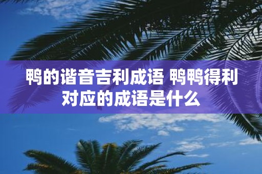鸭的谐音吉利成语 鸭鸭得利对应的成语是什么