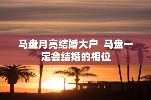 马盘月亮结婚大户 马盘一定会结婚的相位
