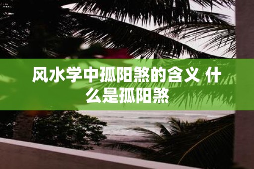 风水学中孤阳煞的含义 什么是孤阳煞