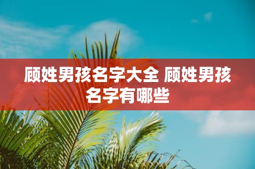 顾姓男孩名字大全 顾姓男孩名字有哪些