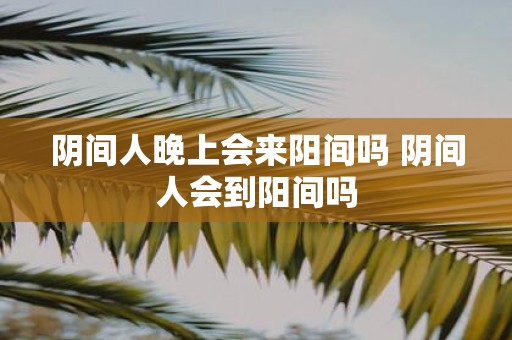 阴间人晚上会来阳间吗 阴间人会到阳间吗