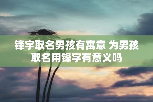 锋字取名男孩有寓意 为男孩取名用锋字有意义吗