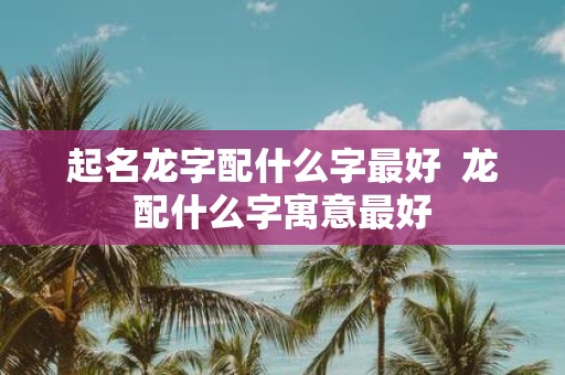 起名龙字配什么字最好 龙配什么字寓意最好