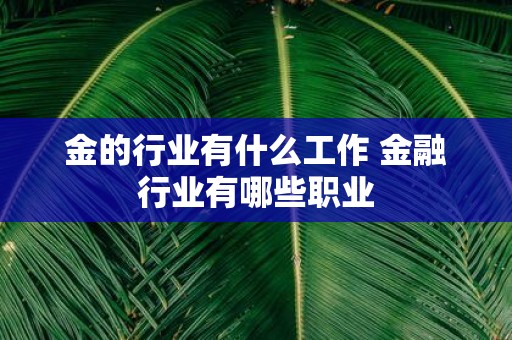 金的行业有什么工作 金融行业有哪些职业