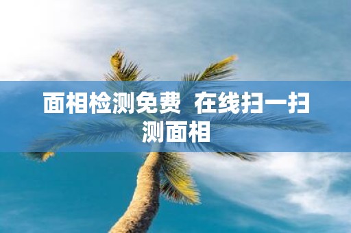 面相检测免费 在线扫一扫测面相
