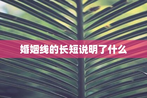 婚姻线的长短说明了什么