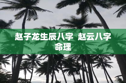 赵子龙生辰八字 赵云八字命理