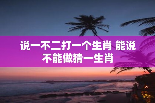 说一不二打一个生肖 能说不能做猜一生肖