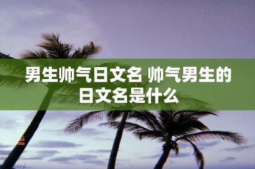男生帅气日文名 帅气男生的日文名是什么