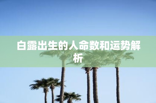 白露出生的人命数和运势解析