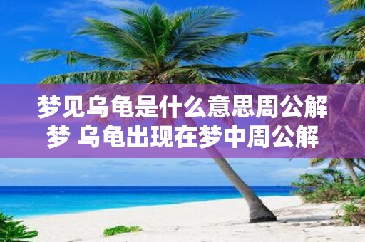 梦见乌龟是什么意思周公解梦 乌龟出现在梦中周公解梦