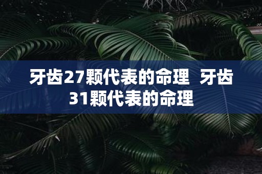 牙齿27颗代表的命理 牙齿31颗代表的命理