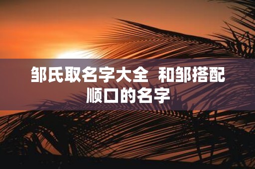 邹氏取名字大全  和邹搭配顺口的名字