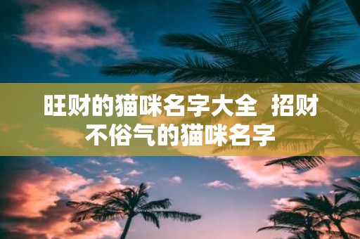 旺财的猫咪名字大全 招财不俗气的猫咪名字