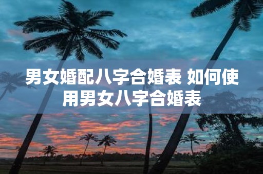 男女婚配八字合婚表 如何使用男女八字合婚表