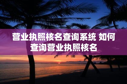 营业执照核名查询系统 如何查询营业执照核名