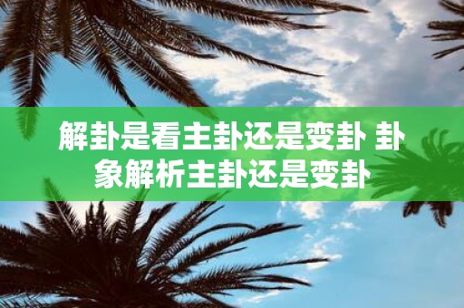 解卦是看主卦还是变卦 卦象解析主卦还是变卦