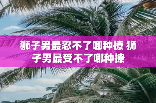狮子男最忍不了哪种撩 狮子男最受不了哪种撩