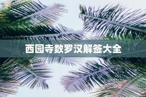 西园寺数罗汉解签大全