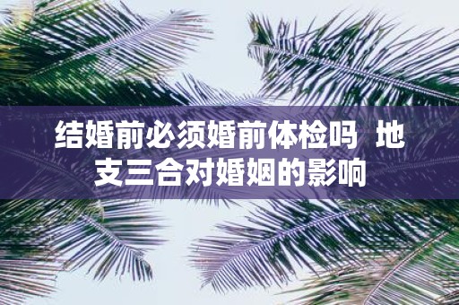 结婚前必须婚前体检吗 地支三合对婚姻的影响