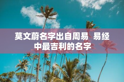 莫文蔚名字出自周易 易经中最吉利的名字