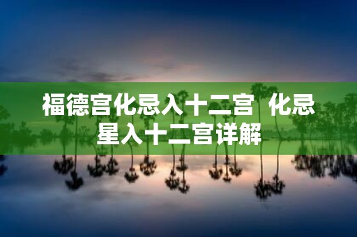 福德宫化忌入十二宫 化忌星入十二宫详解
