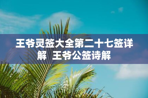 王爷灵签大全第二十七签详解 王爷公签诗解