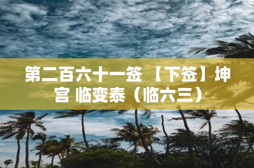 第二百六十一签 【下签】坤宫 临变泰（临六三）