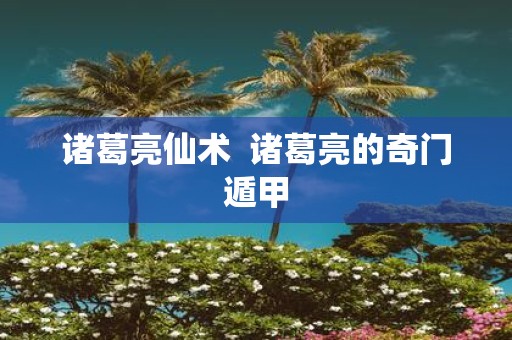诸葛亮仙术 诸葛亮的奇门遁甲