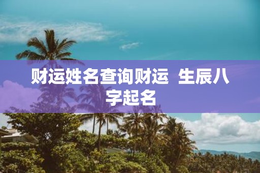 财运姓名查询财运 生辰八字起名
