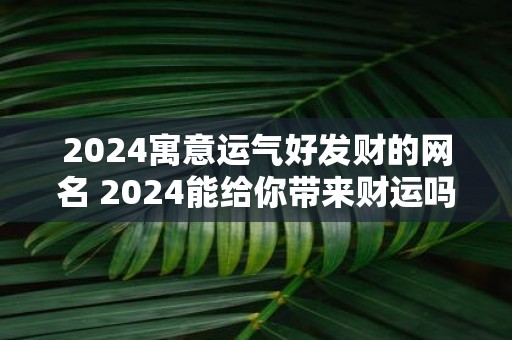 2025寓意运气好发财的网名 2025能给你带来财运吗网名推荐