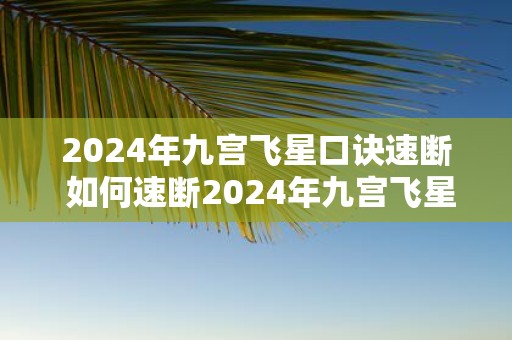 2025年九宫飞星口诀速断 如何速断2025年九宫飞星口诀
