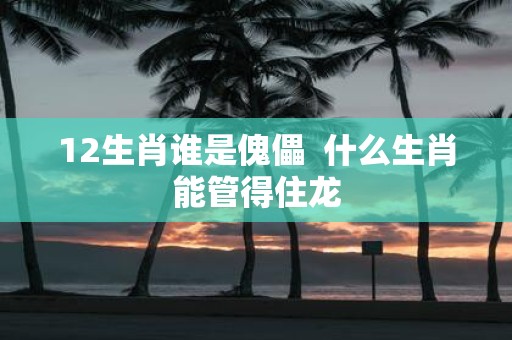 12生肖谁是傀儡 什么生肖能管得住龙