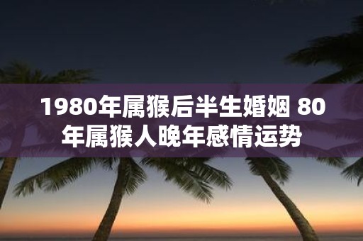 1980年属猴后半生婚姻 80年属猴人晚年感情运势