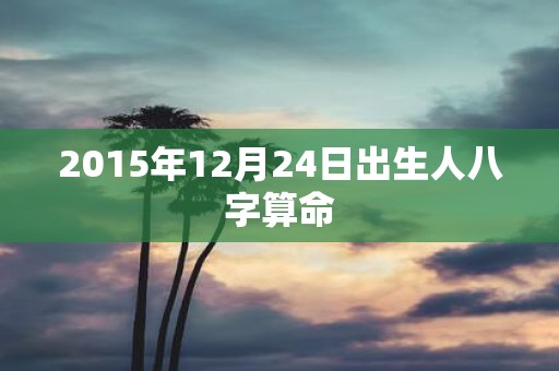 2015年12月24日出生人八字算命