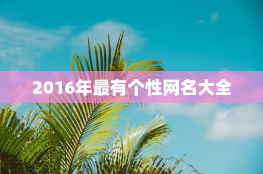 2016年最有个性网名大全