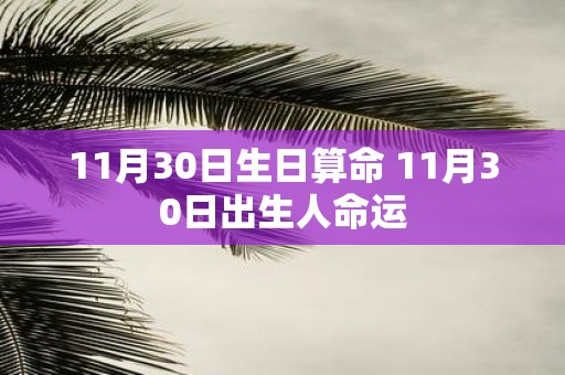 11月30日生日算命 11月30日出生人命运