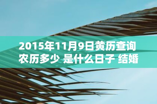 2015年11月9日黄历查询 农历多少 是什么日子 结婚吉时