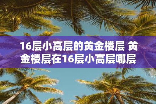16层小高层的黄金楼层 黄金楼层在16层小高层哪层