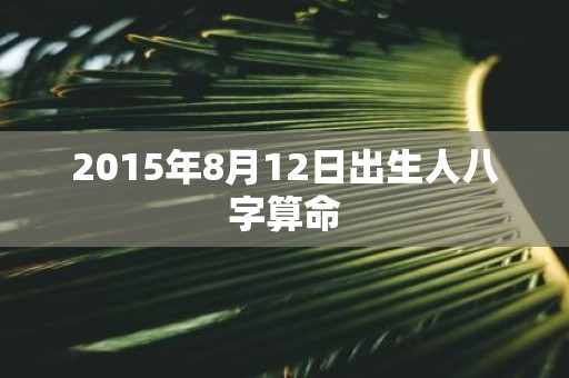 2015年8月12日出生人八字算命