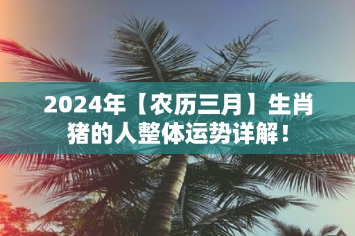 2025年【农历三月】生肖猪的人整体运势详解！