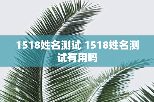 1518姓名测试 1518姓名测试有用吗