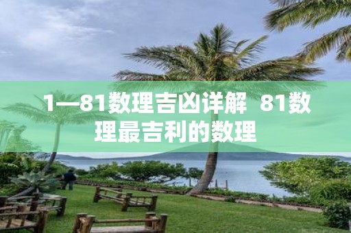1—81数理吉凶详解 81数理最吉利的数理