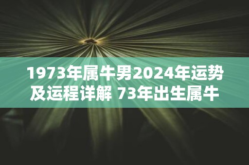 1973年属牛男2025年运势及运程详解 73年出生属牛人2025全年每月运势男性