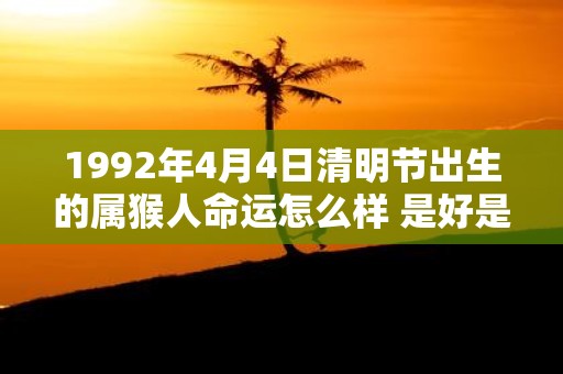 1992年4月4日清明节出生的属猴人命运怎么样 是好是坏