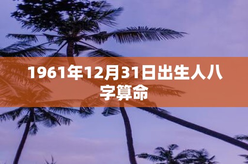 1961年12月31日出生人八字算命