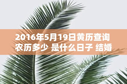 2016年5月19日黄历查询 农历多少 是什么日子 结婚吉时