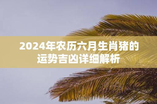 2025年农历六月生肖猪的运势吉凶详细解析