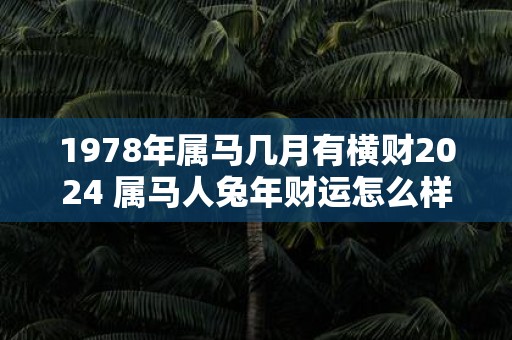 1978年属马几月有横财2025 属马人蛇年财运怎么样